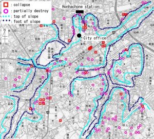 Damage distribution map of central Hachinohe